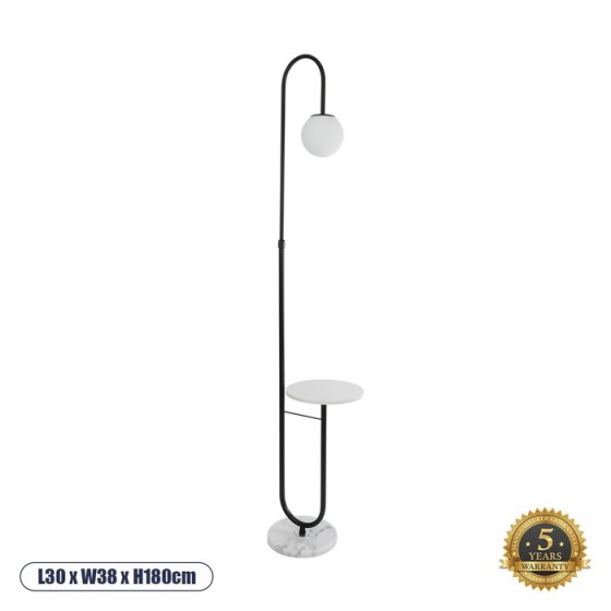 Μοντέρνο επιδαπέδιο φωτιστικό μαύρο με επιπλάκι - 30x38x180cm