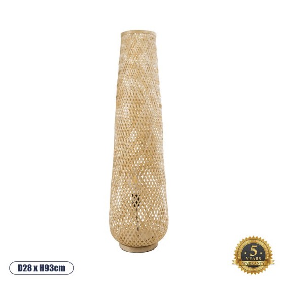 Boho επιδαπέδιο φωτιστικό rattan - ξύλο σε φυσική απόχρωση Φ28x93cm