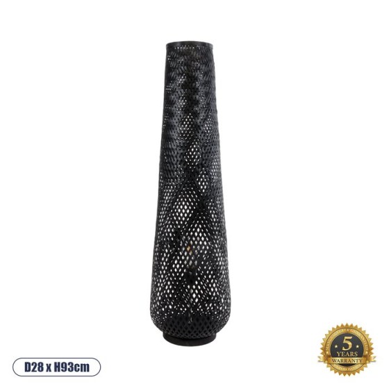 Boho επιδαπέδιο φωτιστικό rattan - ξύλο σε μαύρο χρώμα Φ28x93cm