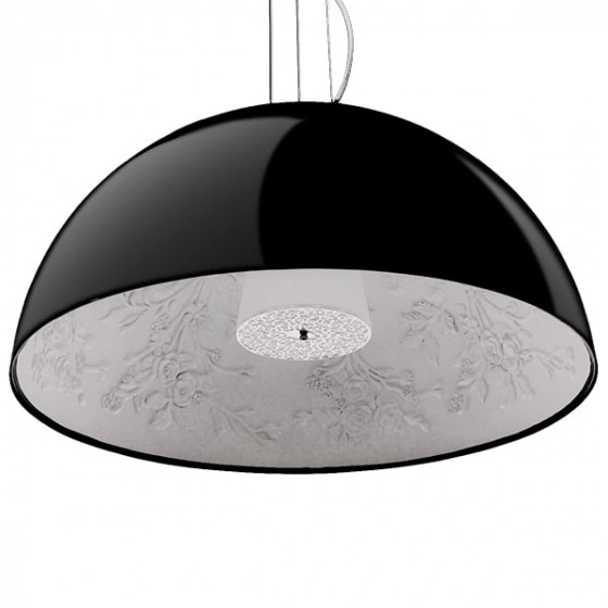 Μοντέρνο κρεμαστό φωτιστικό μονόφωτο μαύρο γύψινο καμπάνα Φ90cm