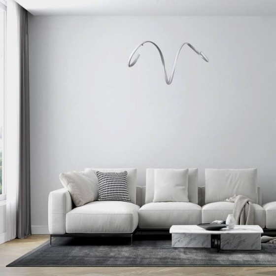 Τηλεχειριζόμενο φωτιστικό LED CCT νίκελ βούρτσας σε σχέδιο σπιράλ 72x25cm