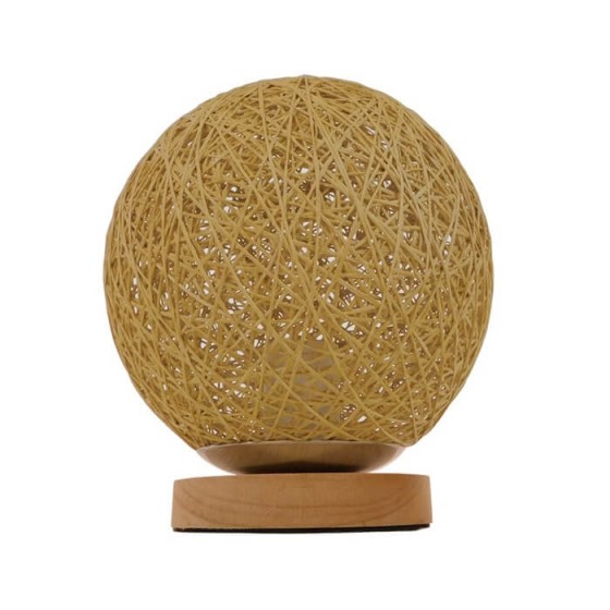 Πορτατίφ μπάλα από χρυσαφί ρατάν σε ξύλινη βάση Φ20cm 