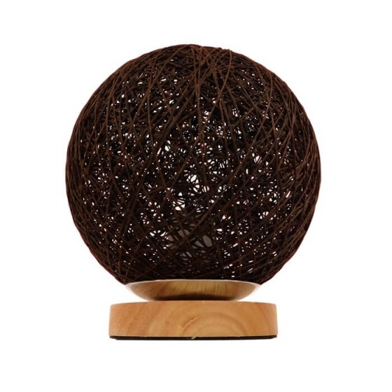 Πορτατίφ μπάλα από καφέ ρατάν σε ξύλινη βάση Φ20cm 