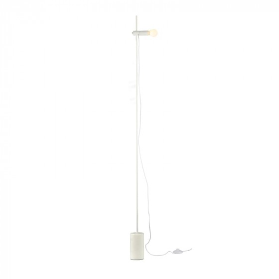 Λευκό φωτιστικό δαπέδου στήλη 160cm με μαρμάρινη βάση και κινούμενη κεφαλή