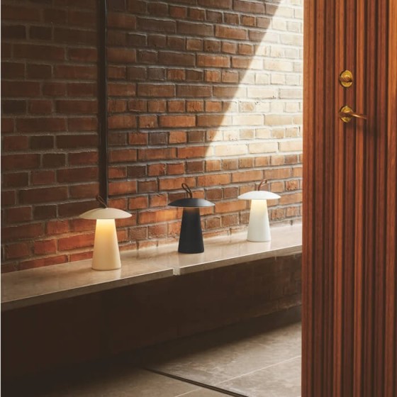 Στεγανό πορτατίφ μανιτάρι λευκό 29cm LED 3000K Dim επαναφορτιζόμενο