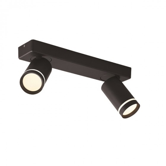 Φωτιστικό οροφής ράγα με σποτ δίφωτο μαύρο 32x14cm