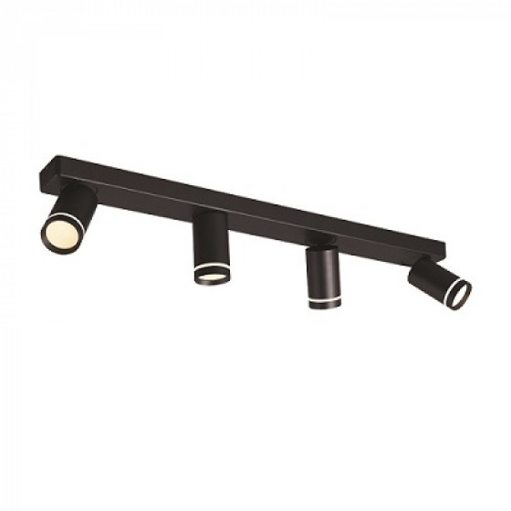 Φωτιστικό οροφής ράγα με σποτ τετράφωτο μαύρο 76x14cm