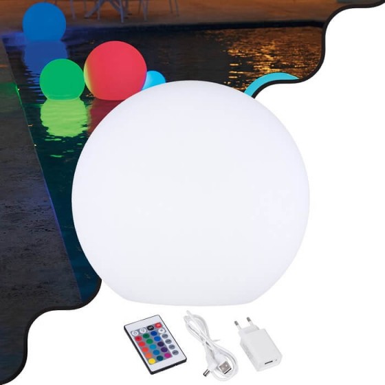 Πλαστικό φωτιστικό μπάλα Φ24cm LED RGB επαναφορτιζόμενο