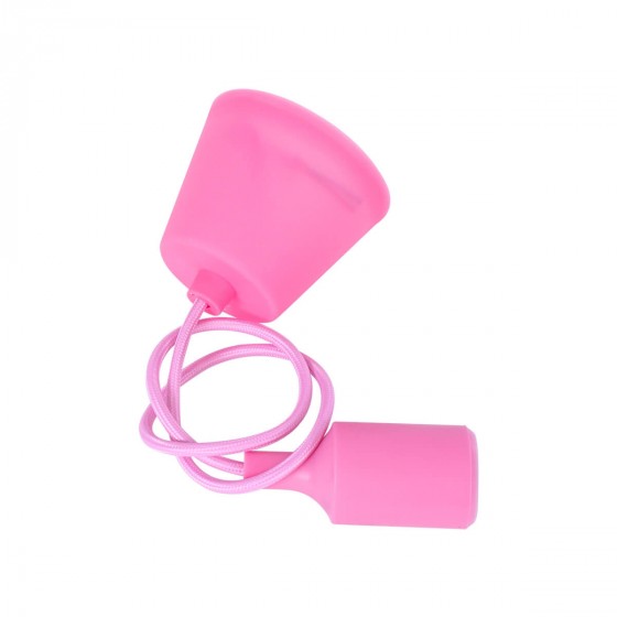 Κρεμαστό φωτιστικό τύπου ανάρτηση σε ροζ χρώμα 110cm ύφασμα-σιλικόνη