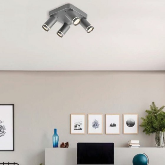 Φωτιστικό οροφής με σποτ τετράγωνο γκρι γυαλιστερό 21x21x14cm