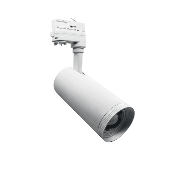 Σποτ ράγας λευκό κυλινδρικό τριφασικό με zoom LED 26W 4000K Φ80mm