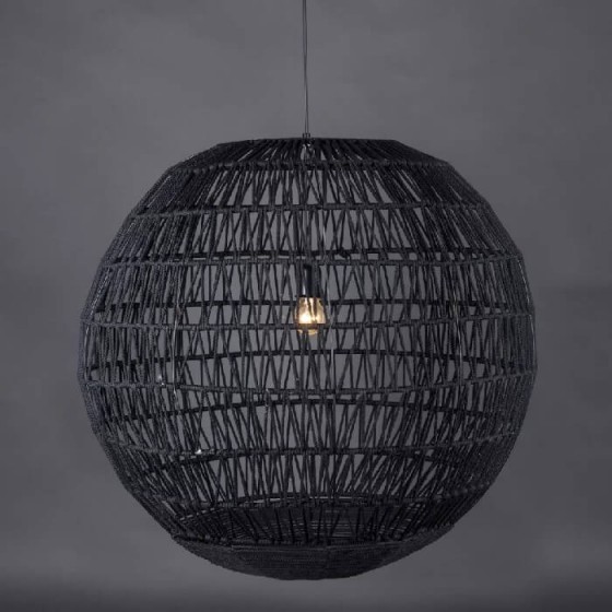 Κρεμαστό φωτιστικό από μαύρο σχοινί μπάλα Ø80cm