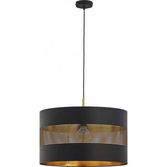 Μαύρο-χρυσό κρεμαστό φωτιστικό Ø50 με τρυπητό σχέδιο