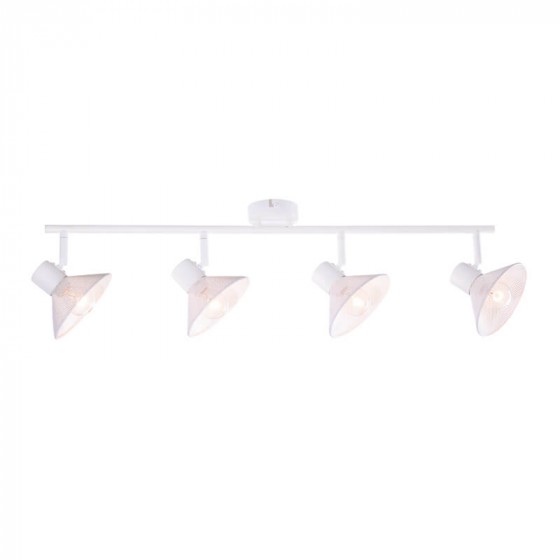 Μοντέρνο λευκό φωτιστικό οροφής ράγα 70cm τετράφωτο με διάτρητες καμπάνες