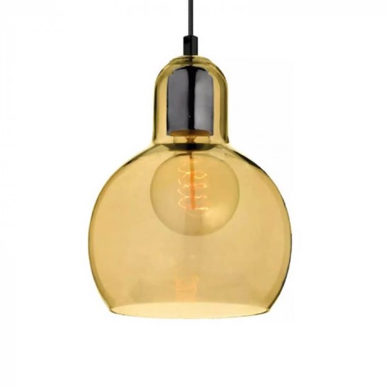 Κρεμαστό φωτιστικό φούσκα από μελί γυαλί Φ17x23cm