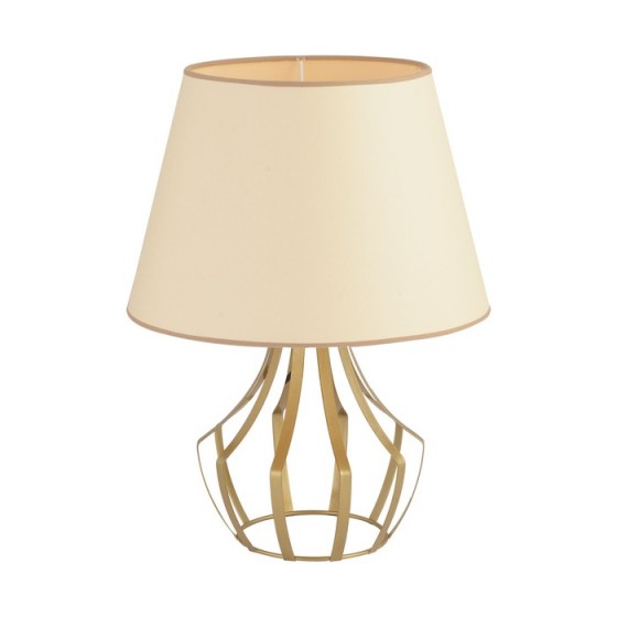 Πορτατίφ ύψους 40cm κρεμ-χρυσό με αμπαζούρ Φ25cm και βάση από πλέγμα