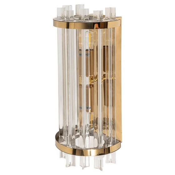 Φωτιστικό τοίχου 2xE14 LED με κάθε κρύσταλλα και χρυσαφί μέταλλο 15x35cm 