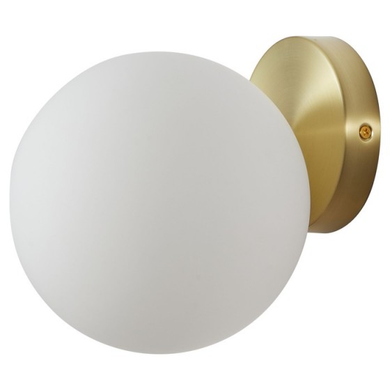 Φωτιστικό τοίχου οπάλ γλόμπος Φ18cm σε χρυσή βάση 