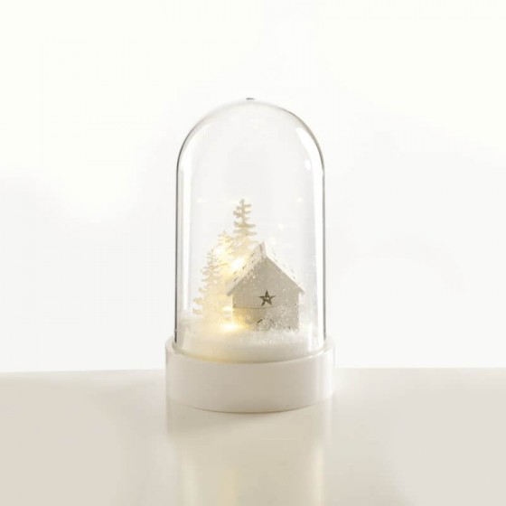 Snowflake πλαστική Φ11x19cm λευκό χιονισμένο σπίτι