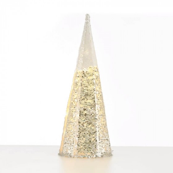 Χριστουγεννιάτικο δέντρο από sequin παγέτες ασημί-λευκό LED