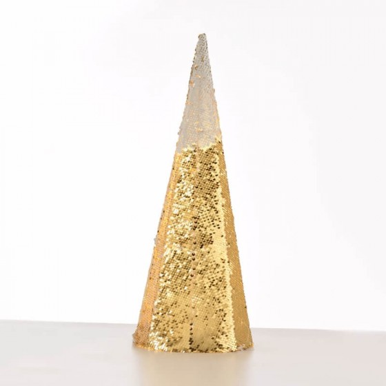 Χριστουγεννιάτικο δέντρο από sequin παγέτες χρυσό-λευκό LED
