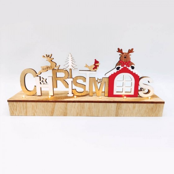 Ξύλινο διακοσμητικό για τα Χριστούγεννα 30x13cm CHRISTMAS