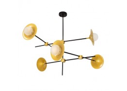 Μοντέρνο φωτιστικό ημιοροφής πολύφωτο Φ93x87cm με χρυσαφί πιάτα