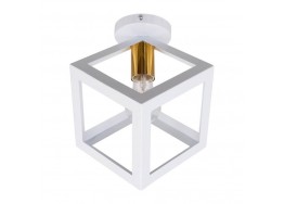 Φωτιστικό οροφής λευκός κύβος 25x25cm με χρυσαφί ντουί Ε27