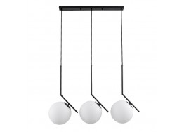 Κρεμαστό φωτιστικό ράγα 74cm τρίφωτο με γυάλινες μπάλες Φ25cm μαύρο