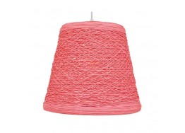 Κρεμαστό φωτιστικό rattan καμπάνα Φ32cm σε χρώμα ροζ
