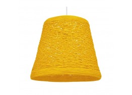 Κρεμαστό φωτιστικό rattan καμπάνα Φ32cm σε χρώμα κίτρινο