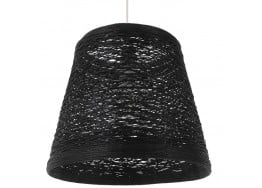 Μαύρο κρεμαστό φωτιστικό ψάθινο rattan Φ32cm