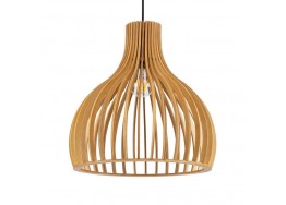 Μοντέρνο κρεμαστό φωτιστικό με πλέγμα ξύλινο ανοιχτόχρωμο  Φ35x35cm