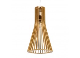 Μοντέρνο κρεμαστό φωτιστικό με πλέγμα ξύλινο ανοιχτόχρωμο  Φ25x45cm