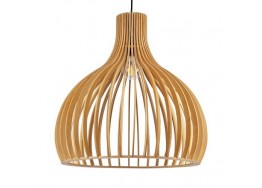 Μοντέρνο κρεμαστό φωτιστικό με πλέγμα ξύλινο ανοιχτόχρωμο  Φ45x45cm