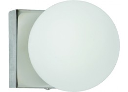 Φωτιστικό μπάνιου λευκός οπάλ γλόμπος Ø10cm με μεταλλική βάση χρώμιο