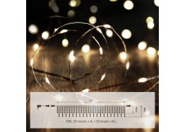 Φωτάκια χριστουγεννιάτικα σε σύρμα 5m ασημί-200leds θερμό φως IP44