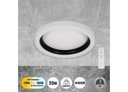Πλαφονιέρα οροφής LED Dim τηλεχειριζόμενη Φ48cm λευκή με μαύρο
