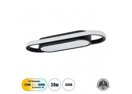 Φωτιστικό οροφής-τοίχου οβάλ με δαχτυλίδι LED CCT μαύρο 41cm