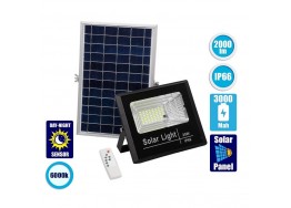 Τηλεχειριζόμενος προβολέας LED 25W με ηλιακό πάνελ Ψυχρό Φως IP66