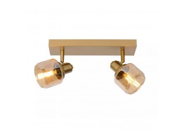 Φωτιστικό οροφής ράγα χρυσή 30cm με 2 σποτ γυάλινα μελί Ε14