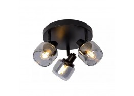 Φωτιστικό οροφής ροζέτα μαύρη Φ38cm με 3 σποτ γυάλινα φιμέ Ε14