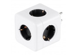 Πολύπριζο κύβος 8x8cm λευκό-μαύρο με 5 σούκο ασφαλείας