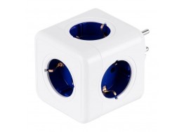 Πολύπριζο κύβος 8x8cm λευκό-μπλε με 5 σούκο ασφαλείας