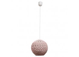 Κρεμαστό φωτιστικό μπάλα πλεκτή από σχοινί Φ30cm ροζ