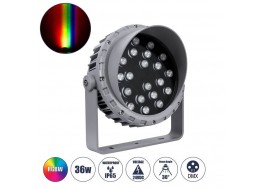 Ασημί προβολέας Wall Washer για φωτισμό κτιρίων LED RGB 36W IP65 Φ23x18cm