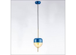 Οβάλ-στρογγυλό κρεμαστό φωτιστικό Φ15x37cm LED μπλε-μελί