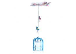 Παιδικό κρεμαστό φωτιστικό κλουβί μπλε με πουλάκια Φ20cm
