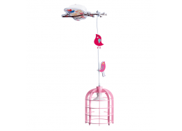 Παιδικό κρεμαστό φωτιστικό κλουβί ροζ με πουλάκια Φ20cm