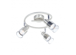 Τρίφωτο φωτιστικό οροφής ροζέτα 40x32cm νίκελ με γυαλί στα σποτ